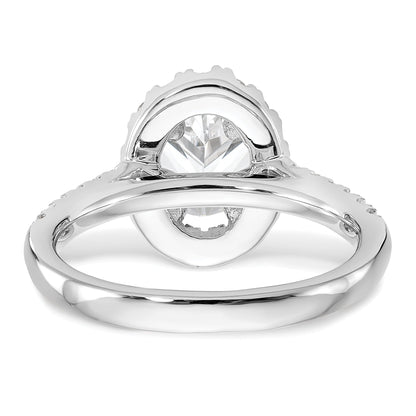 0.25ct. CZ Solid Real 14K White Gold Oval Oval Halo Engagement Ring