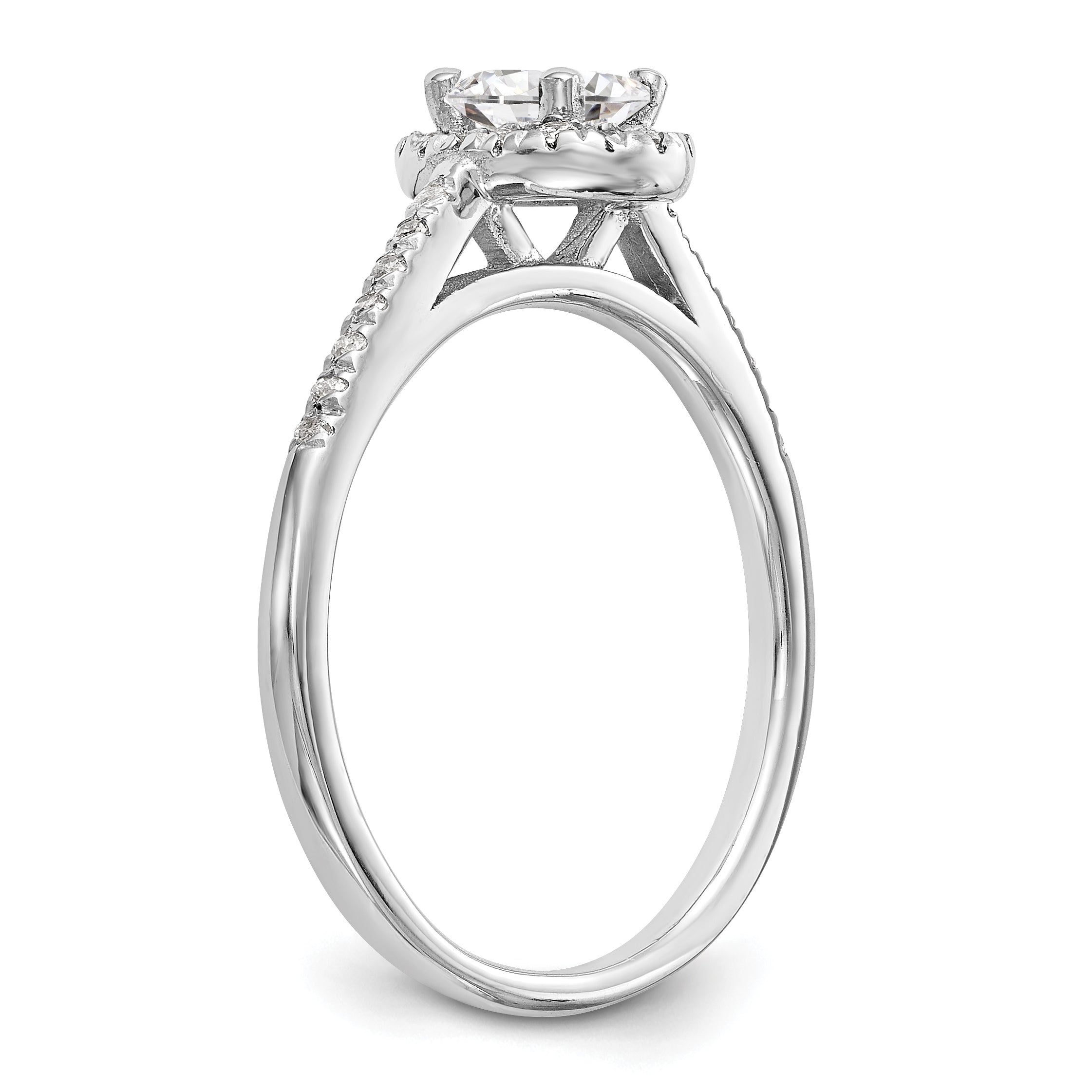 0.25ct. CZ Solid Real 14K White Gold Oval Oval Halo Engagement Ring