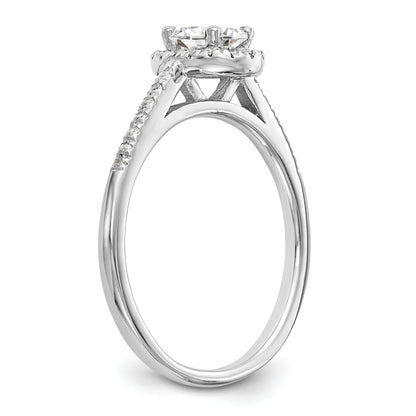 0.25ct. CZ Solid Real 14K White Gold Oval Oval Halo Engagement Ring