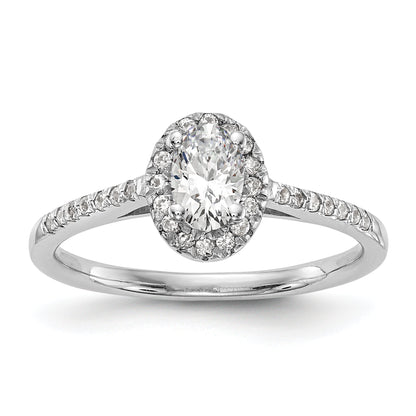 0.25ct. CZ Solid Real 14K White Gold Oval Oval Halo Engagement Ring