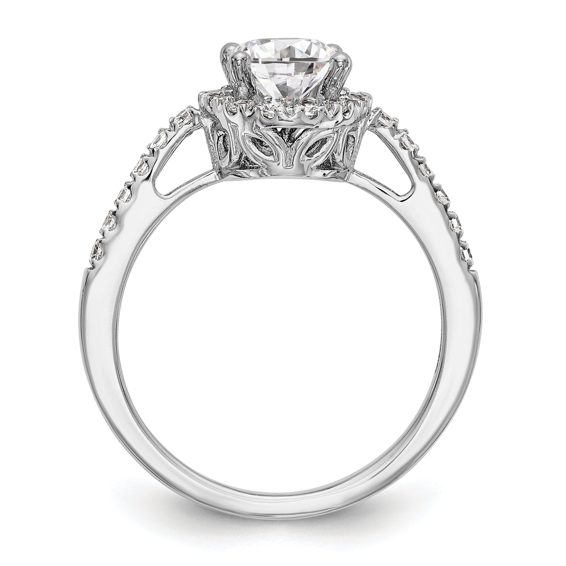 0.50ct. CZ Solid Real 14K White Gold Oval Oval Halo Engagement Ring