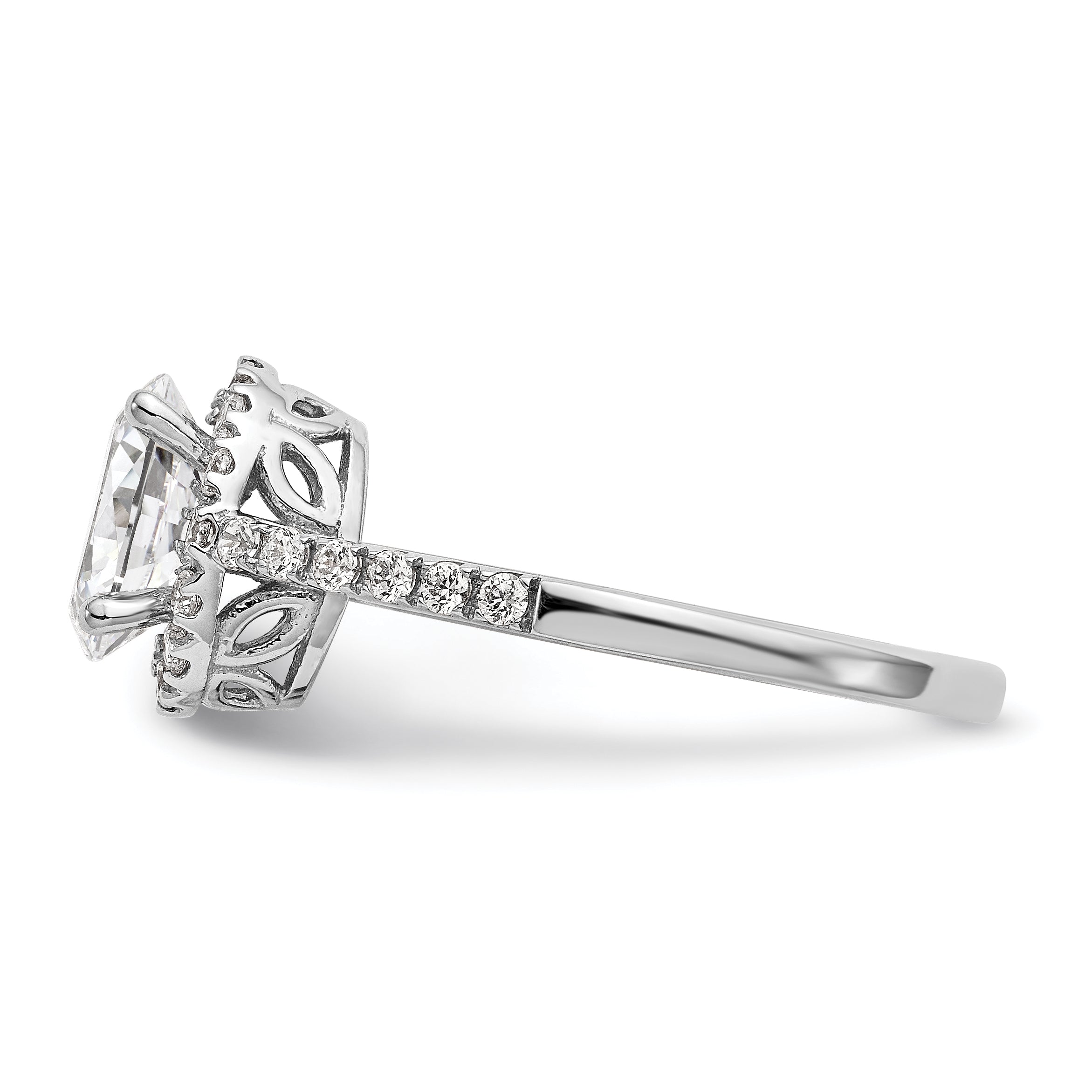 0.50ct. CZ Solid Real 14K White Gold Oval Oval Halo Engagement Ring