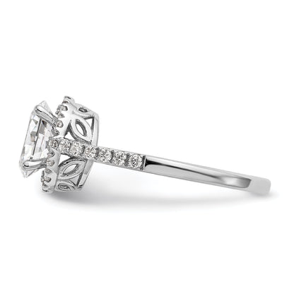 0.50ct. CZ Solid Real 14K White Gold Oval Oval Halo Engagement Ring