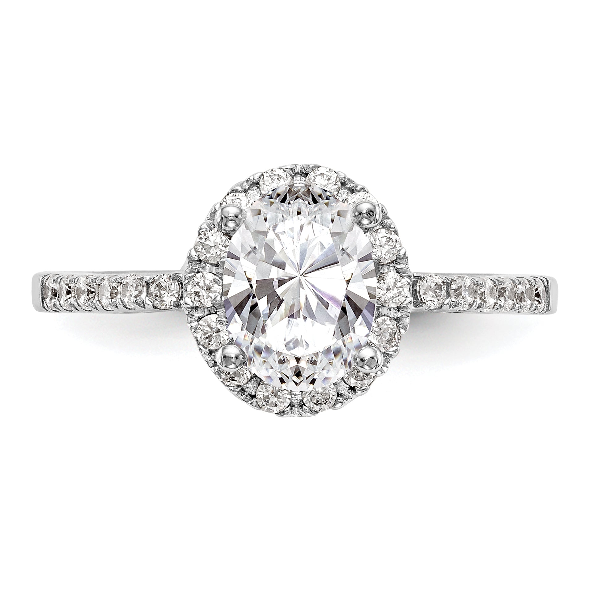 2.00ct. CZ Solid Real 14K White Gold Oval Oval Halo Engagement Ring