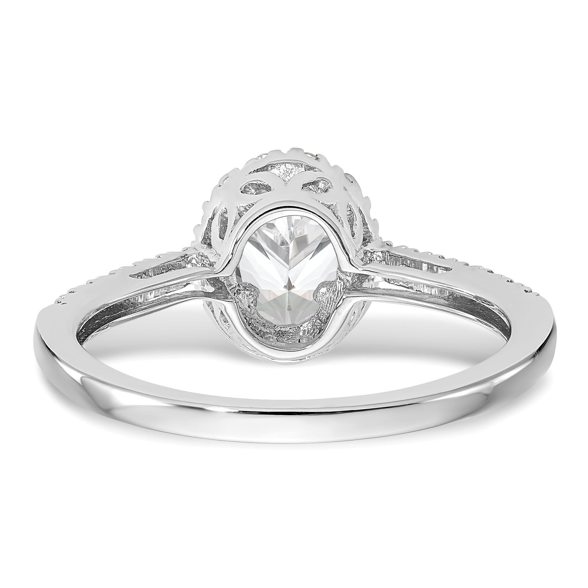 0.50ct. CZ Solid Real 14K White Gold Oval Oval Halo Engagement Ring