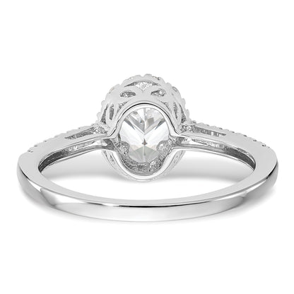 0.50ct. CZ Solid Real 14K White Gold Oval Oval Halo Engagement Ring