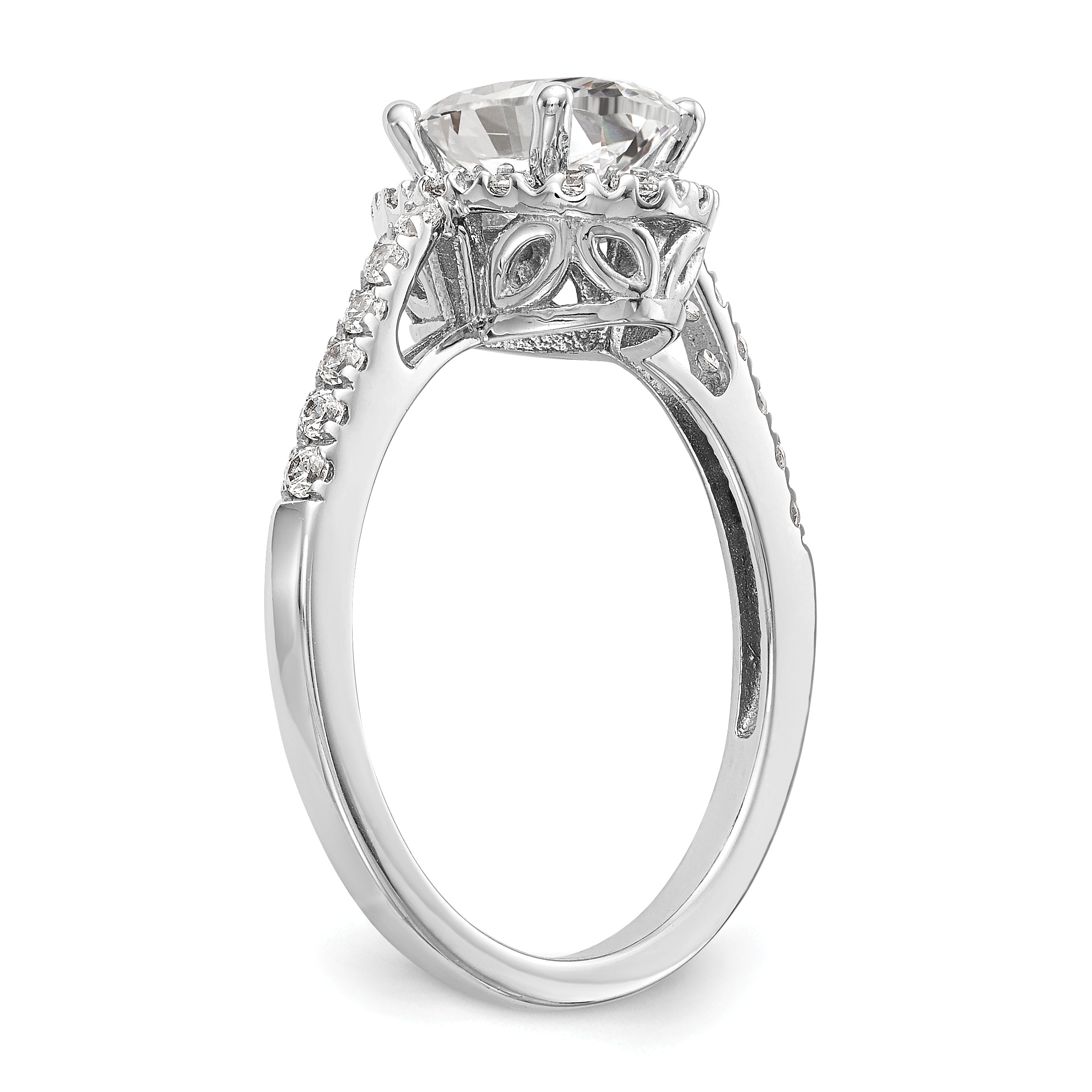 0.50ct. CZ Solid Real 14K White Gold Oval Oval Halo Engagement Ring