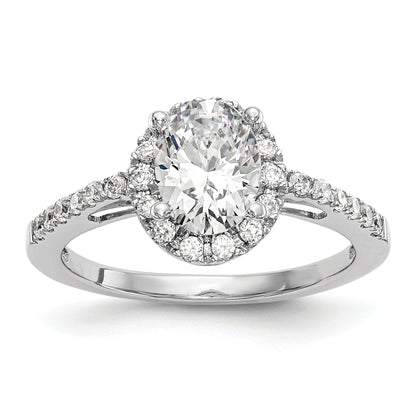 0.50ct. CZ Solid Real 14K White Gold Oval Oval Halo Engagement Ring