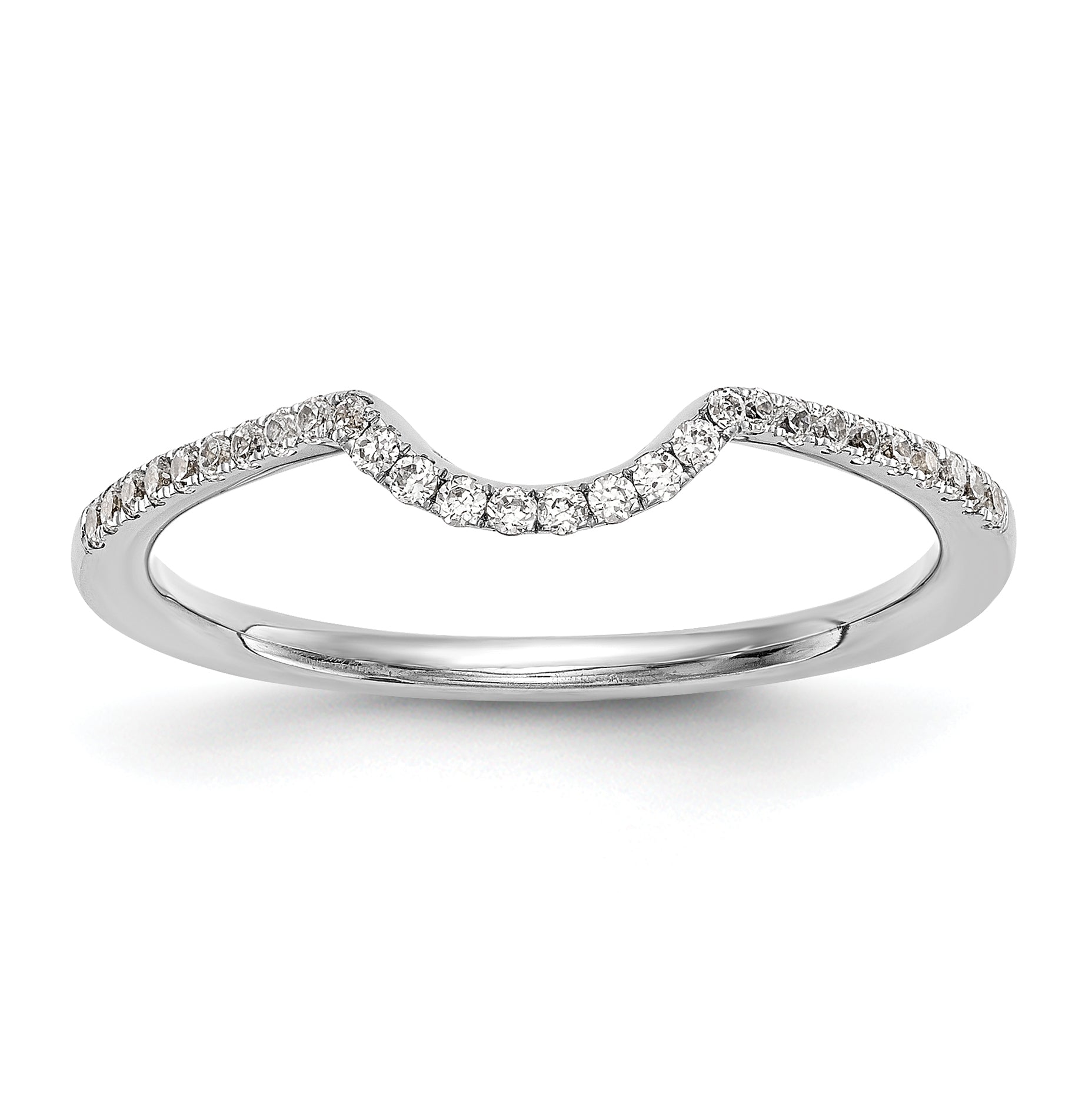 0.14ct. CZ Solid Real 14K White Gold Wedding Wedding Band Ring