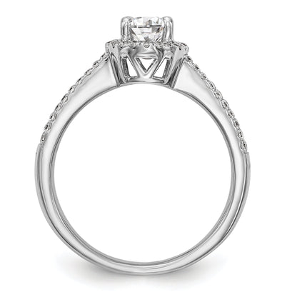 0.75ct. CZ Solid Real 14K White Gold Oval Oval Halo Engagement Ring