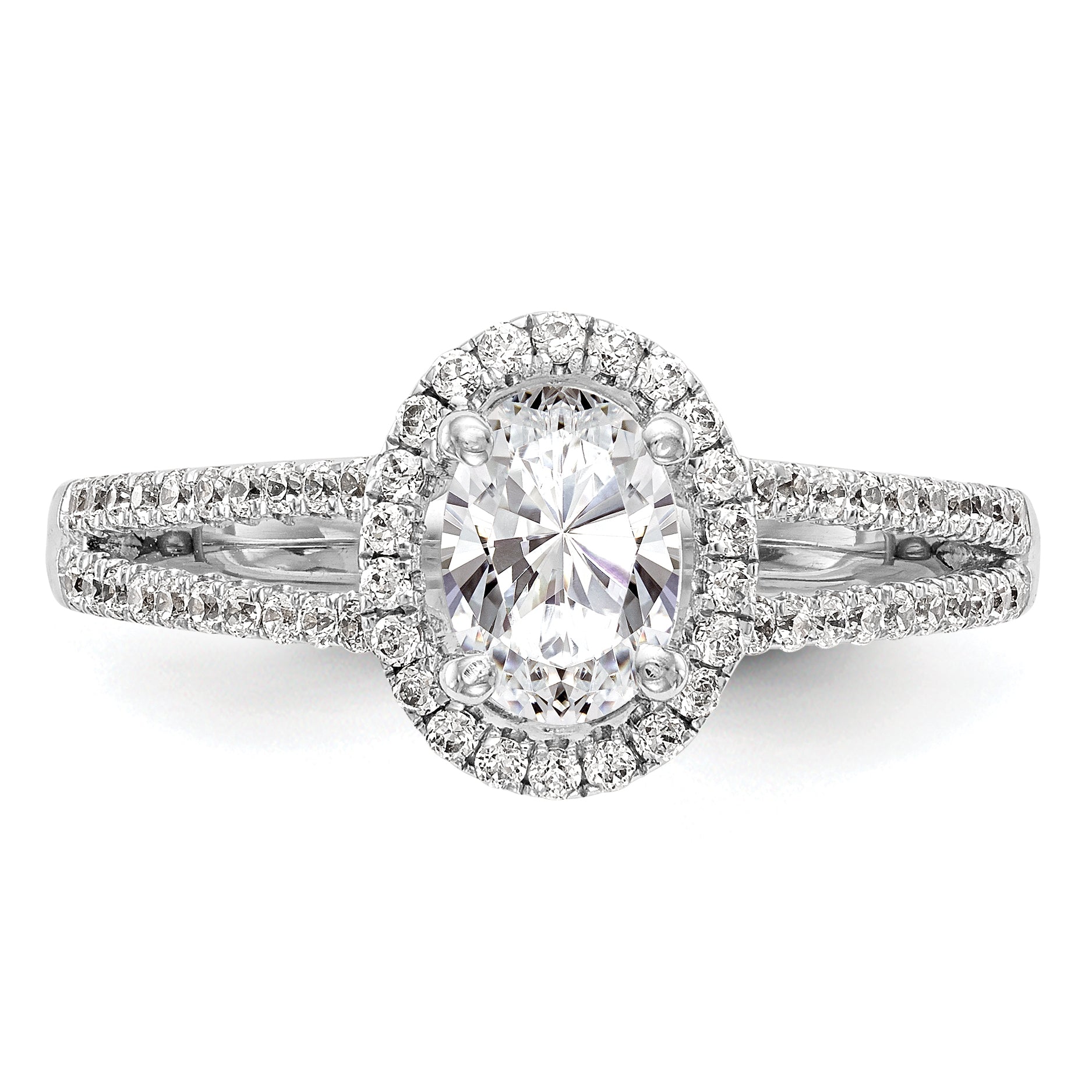 2.00ct. CZ Solid Real 14K White Gold Oval Oval Halo Engagement Ring