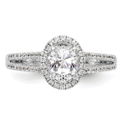 2.00ct. CZ Solid Real 14K White Gold Oval Oval Halo Engagement Ring
