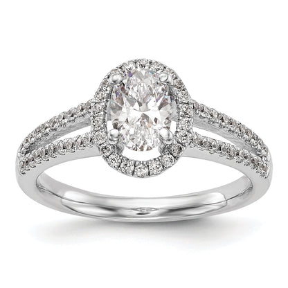2.00ct. CZ Solid Real 14K White Gold Oval Oval Halo Engagement Ring