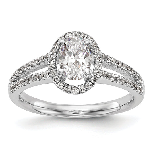 2.00ct. CZ Solid Real 14K White Gold Oval Oval Halo Engagement Ring