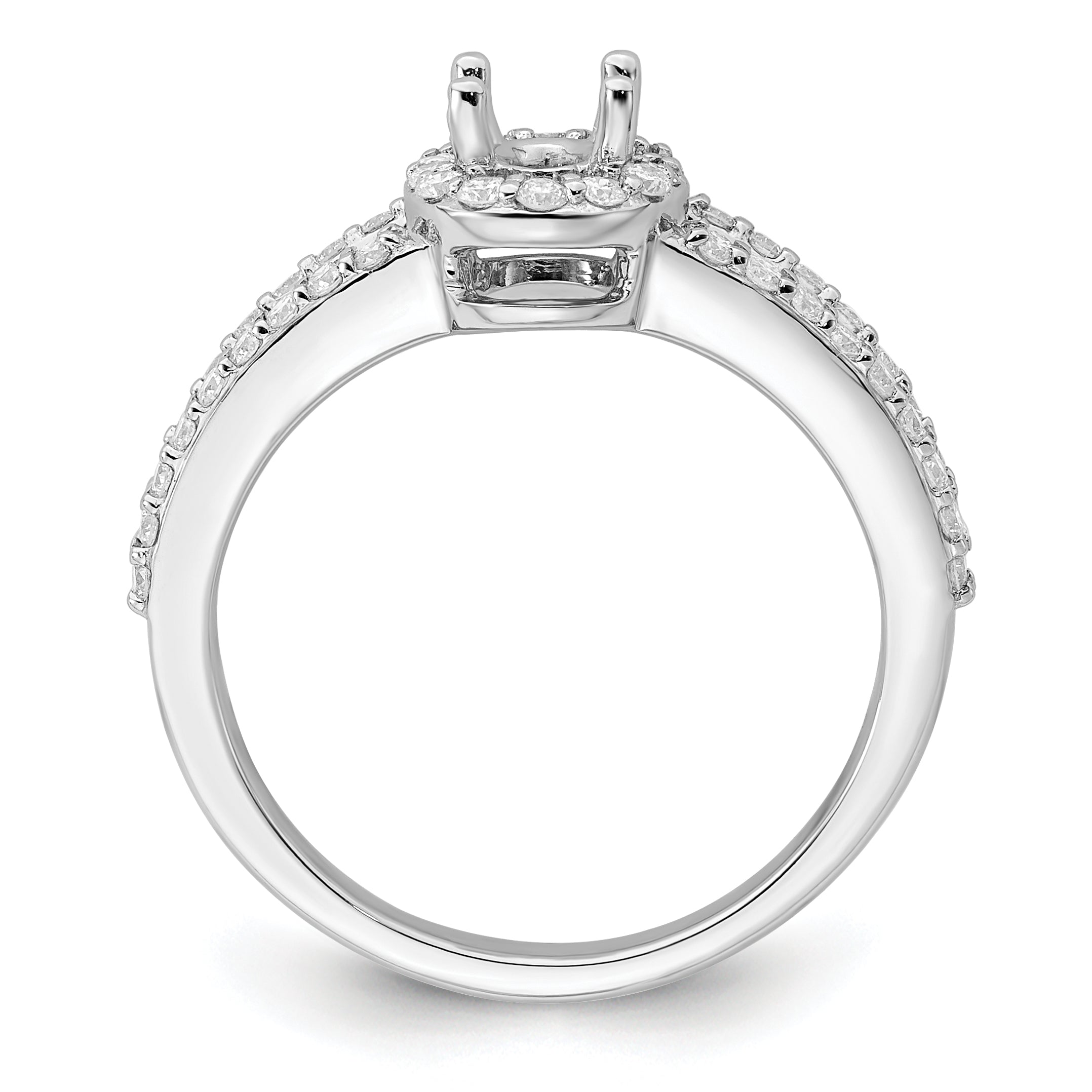 0.50ct. CZ Solid Real 14K White Gold Oval Oval Halo Engagement Ring