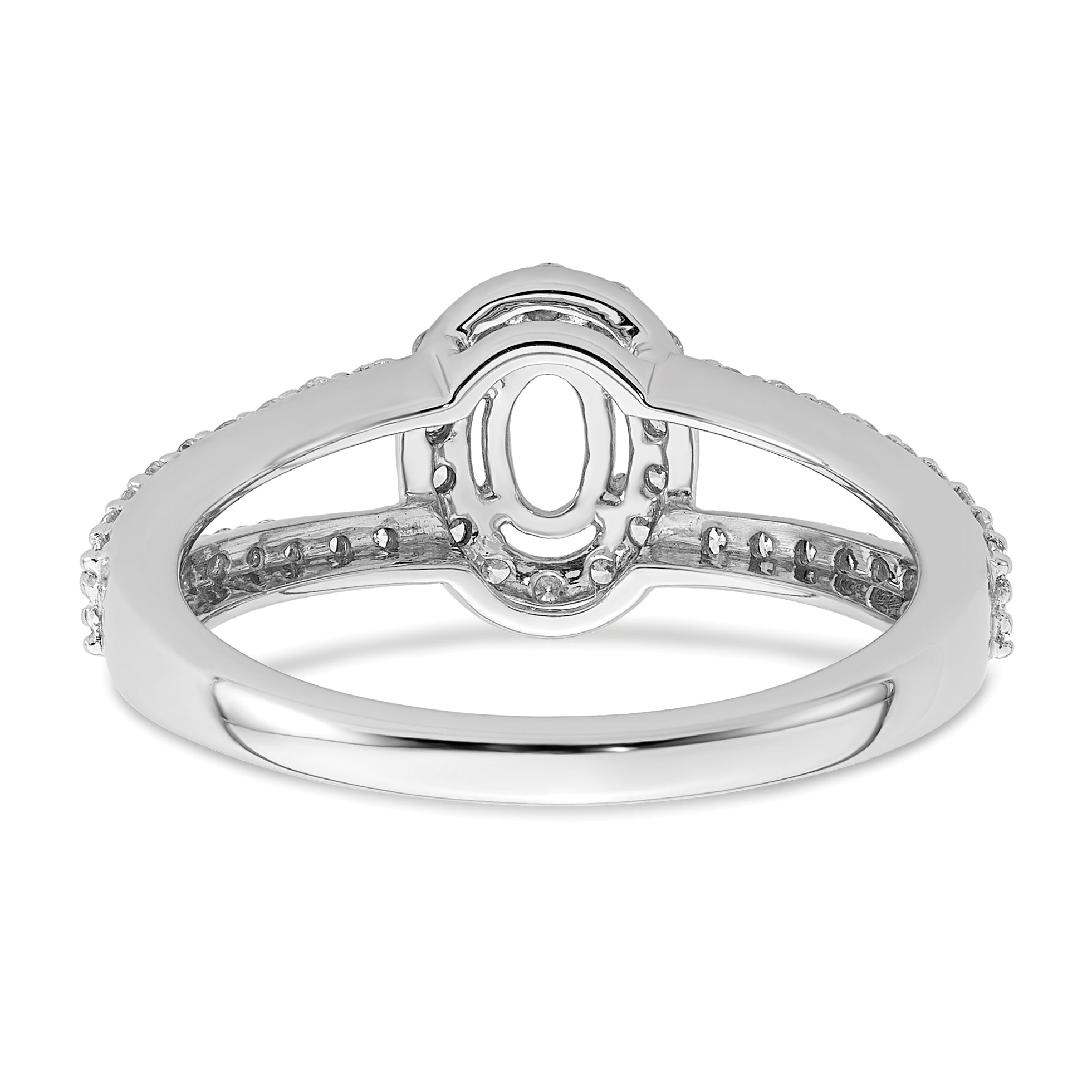 0.50ct. CZ Solid Real 14K White Gold Oval Oval Halo Engagement Ring
