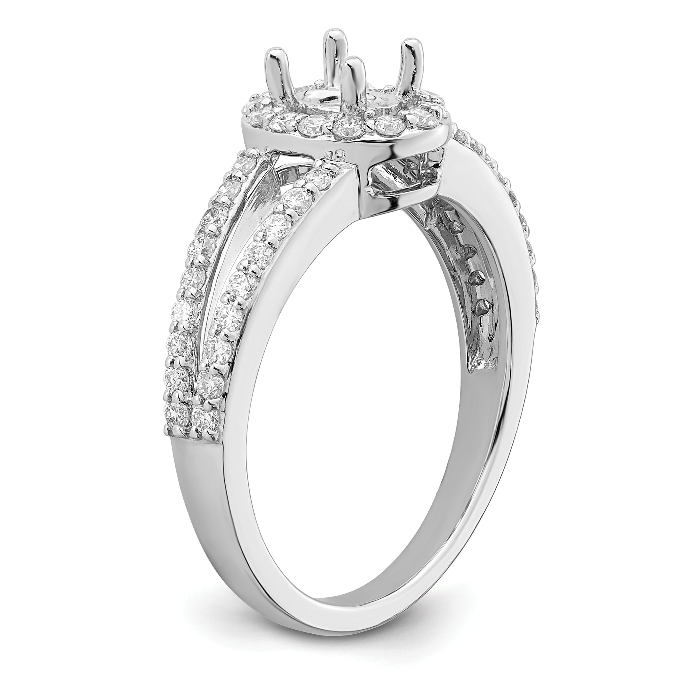 0.50ct. CZ Solid Real 14K White Gold Oval Oval Halo Engagement Ring