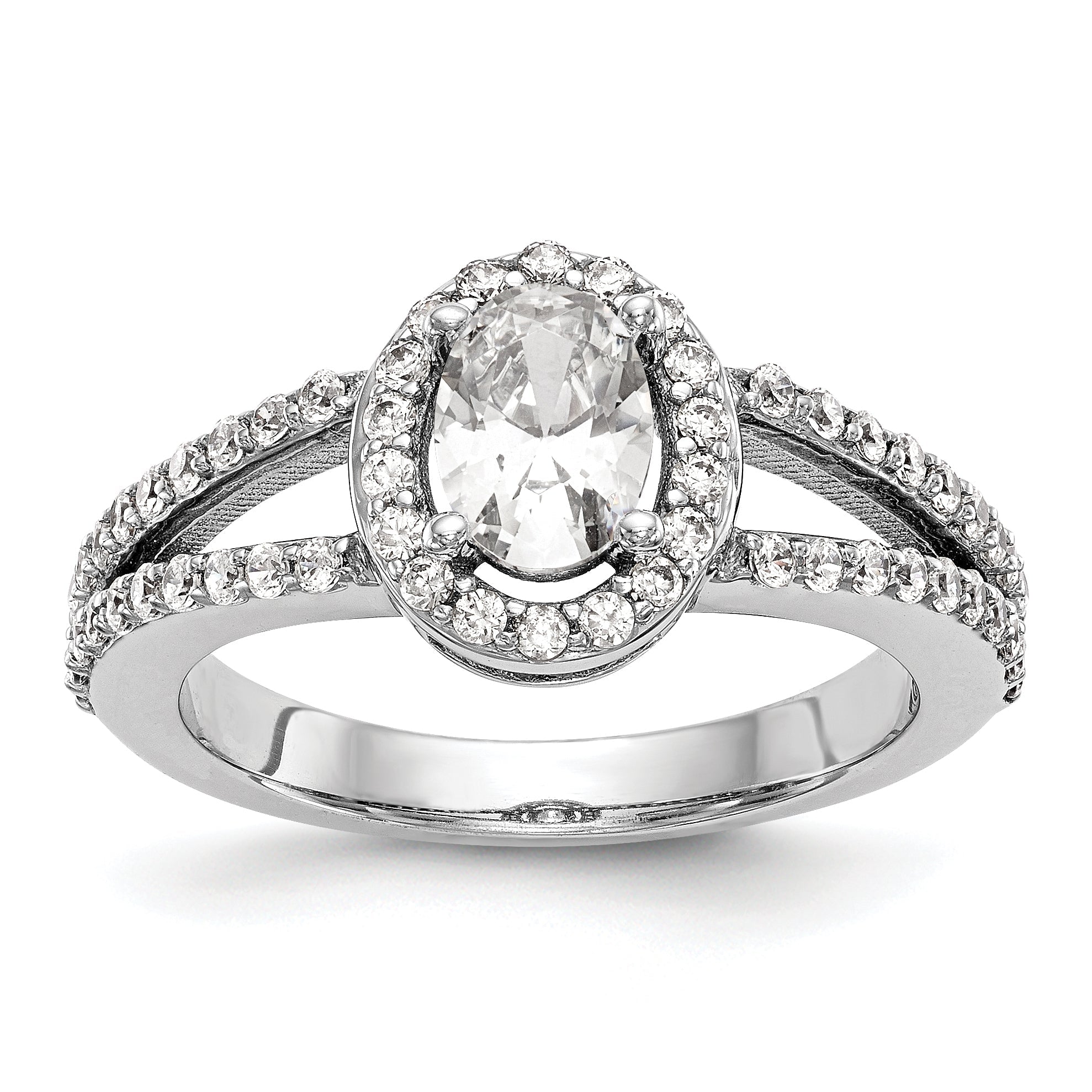 1.00ct. CZ Solid Real 14K White Gold Oval Oval Halo Engagement Ring
