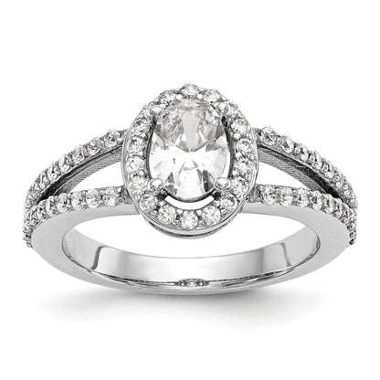 1.00ct. CZ Solid Real 14K White Gold Oval Oval Halo Engagement Ring