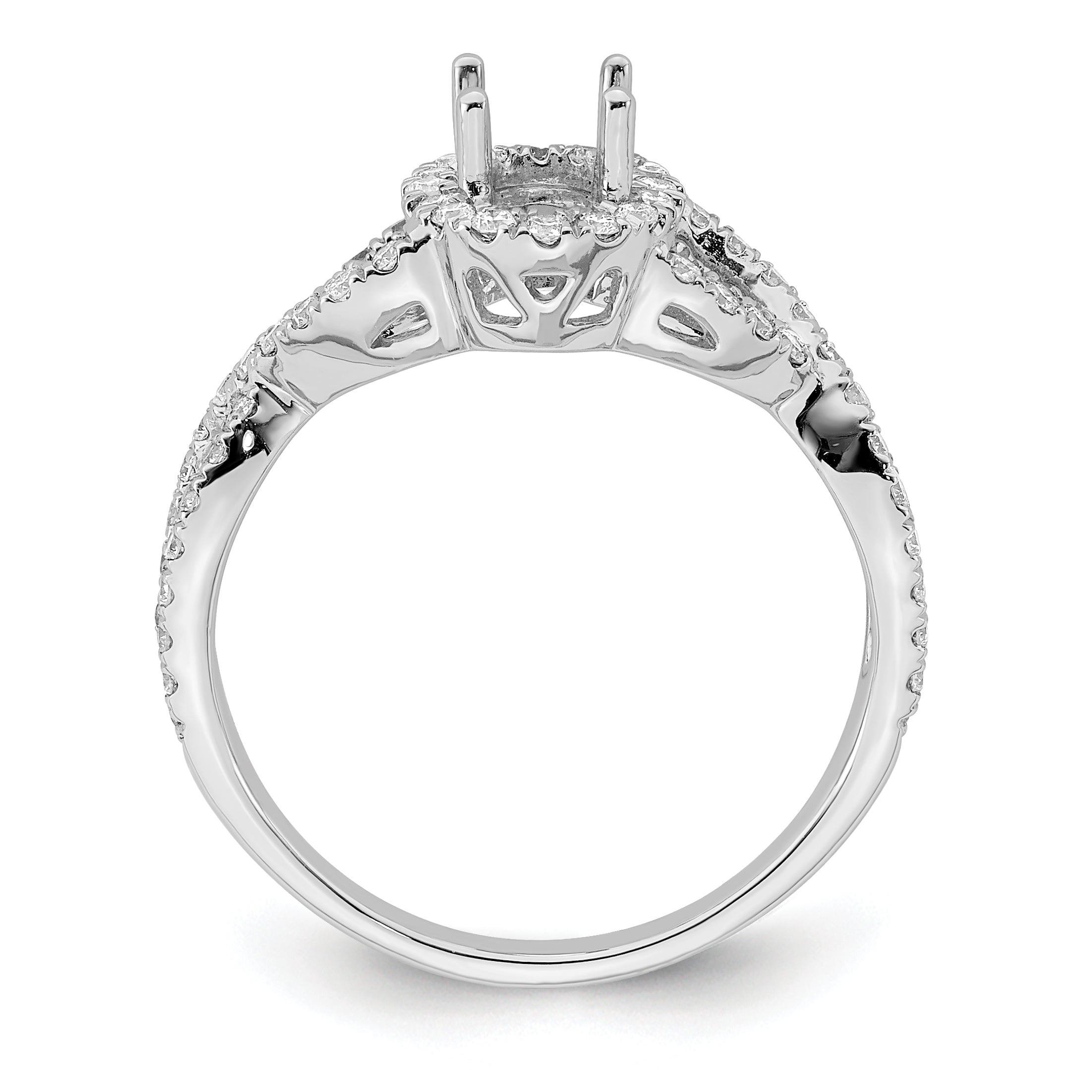 0.50ct. CZ Solid Real 14K White Gold Oval Oval Halo Engagement Ring