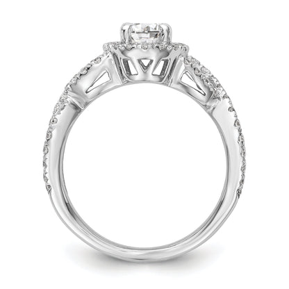 1.00ct. CZ Solid Real 14K White Gold Oval Oval Halo Engagement Ring