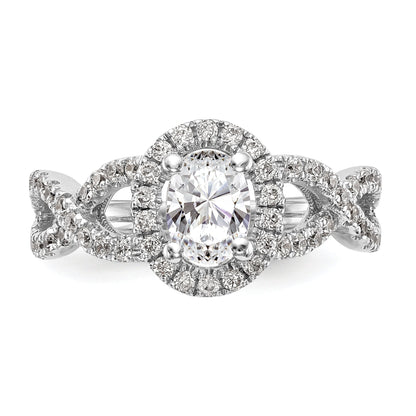 1.00ct. CZ Solid Real 14K White Gold Oval Oval Halo Engagement Ring