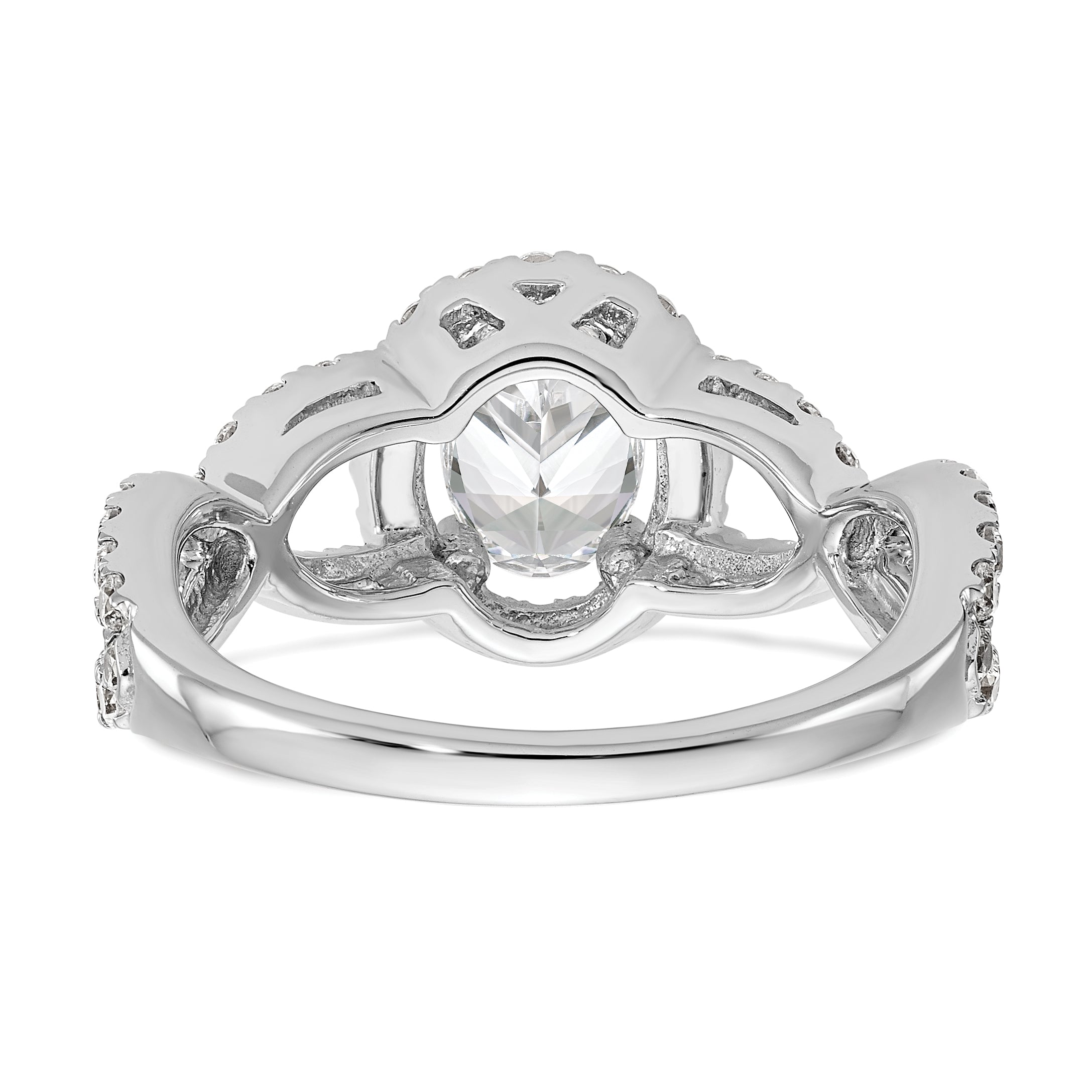 1.00ct. CZ Solid Real 14K White Gold Oval Oval Halo Engagement Ring