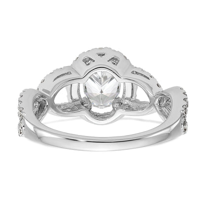 1.00ct. CZ Solid Real 14K White Gold Oval Oval Halo Engagement Ring