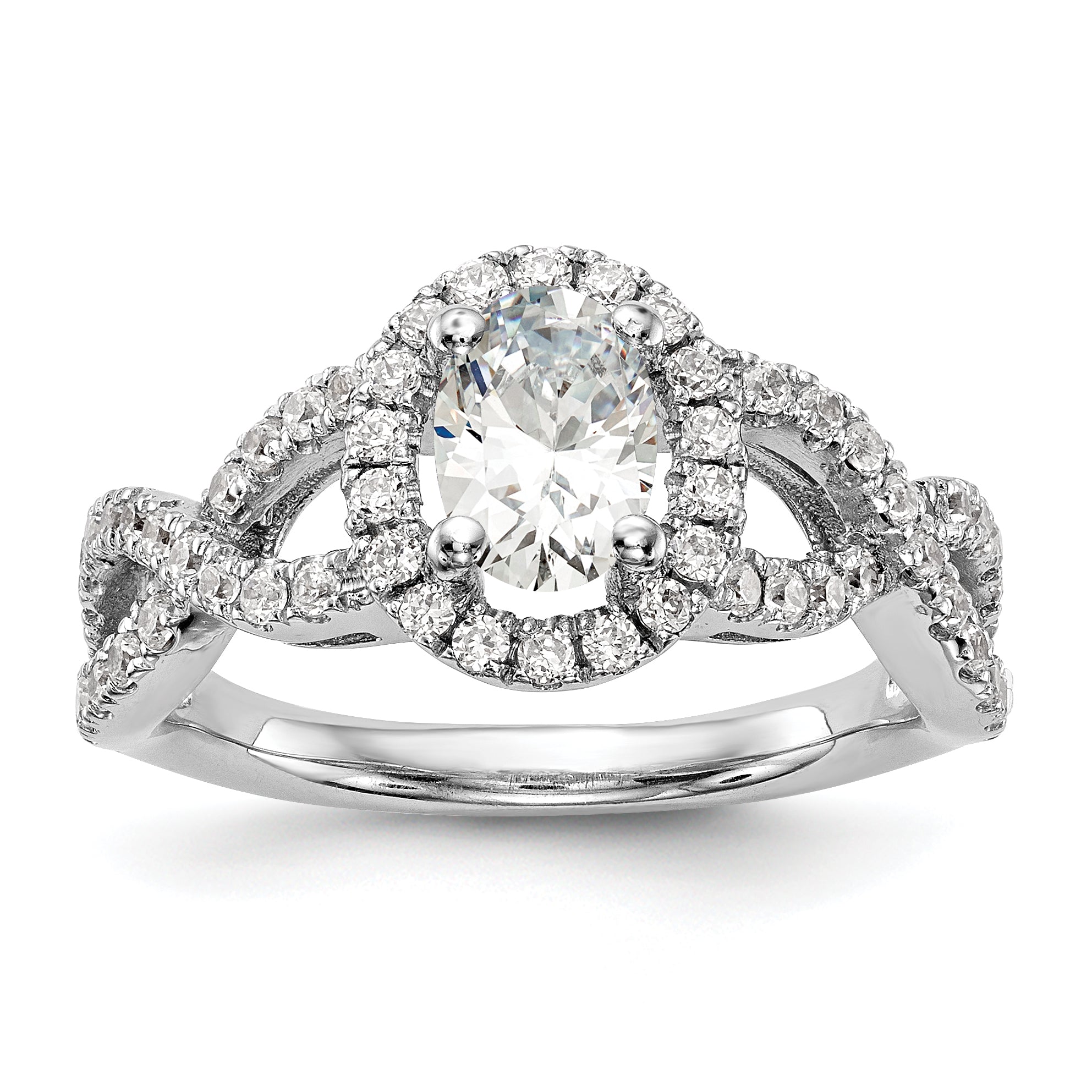 1.00ct. CZ Solid Real 14K White Gold Oval Oval Halo Engagement Ring