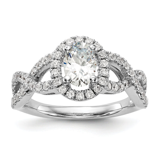 1.00ct. CZ Solid Real 14K White Gold Oval Oval Halo Engagement Ring