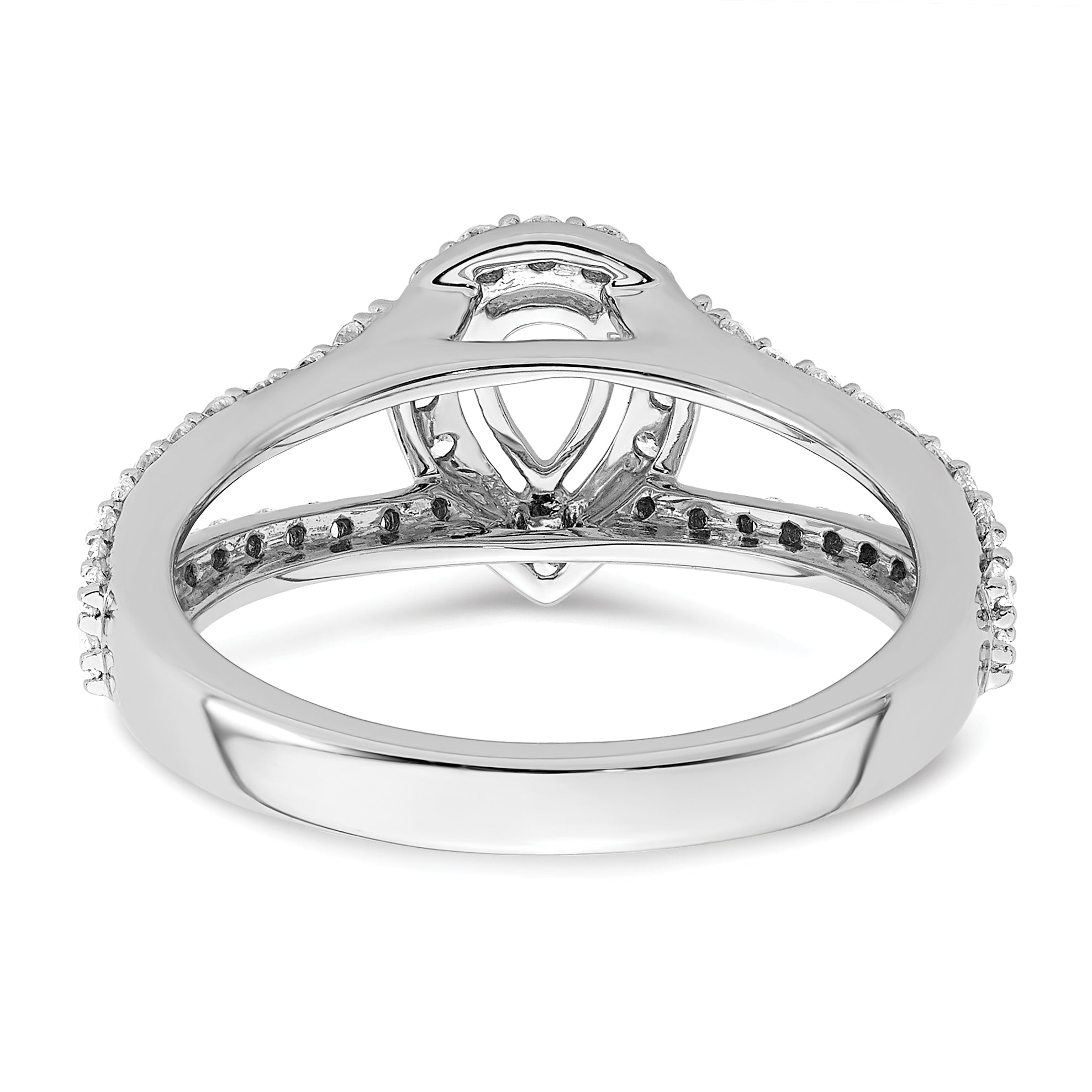 0.50ct. CZ Solid Real 14K White Gold Pear Pear Halo Engagement Ring