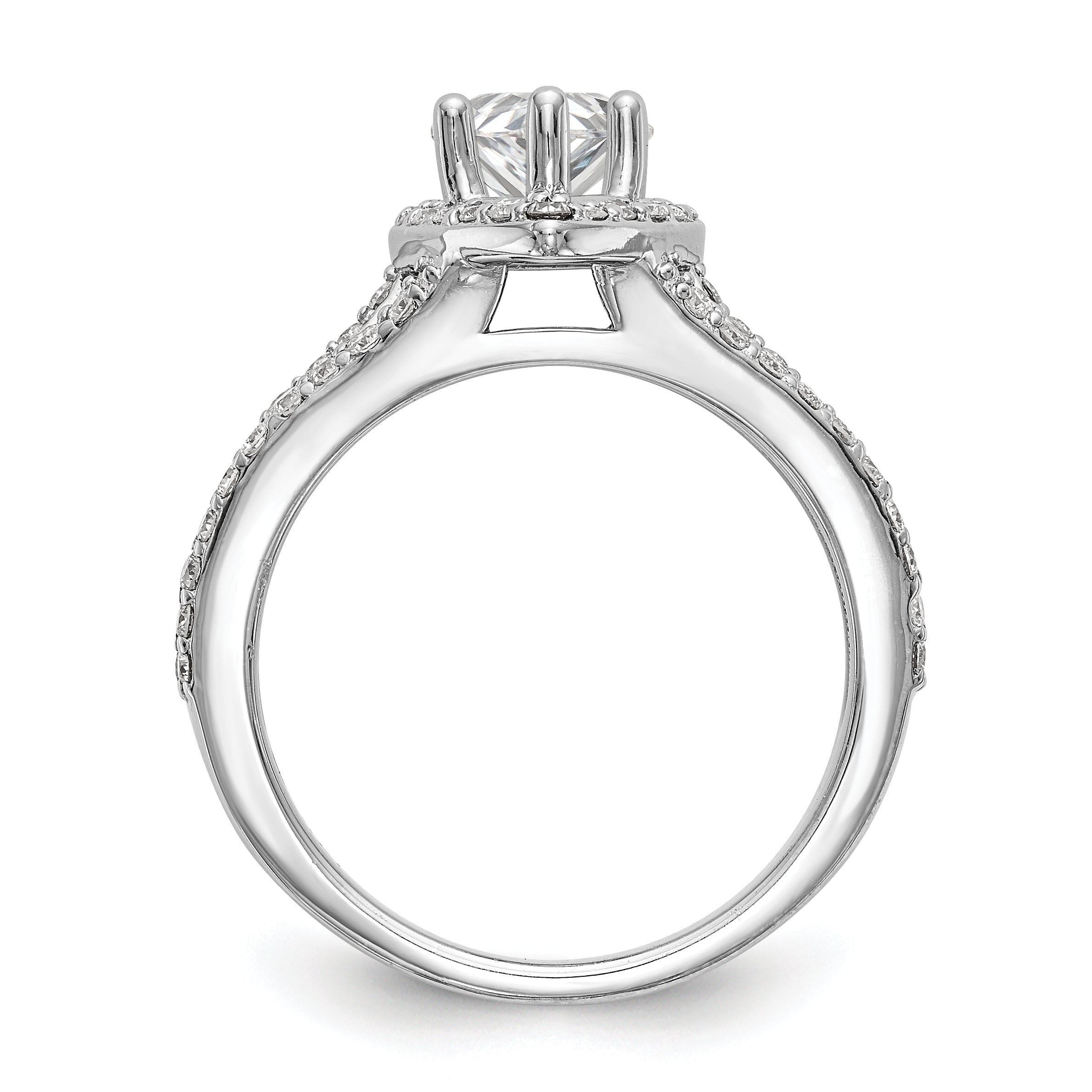 0.75ct. CZ Solid Real 14K White Gold Pear Pear Halo Engagement Ring