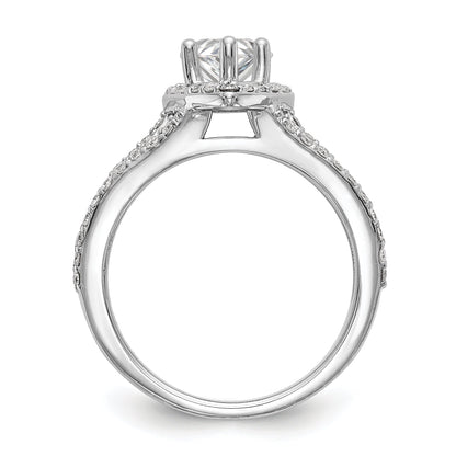 0.75ct. CZ Solid Real 14K White Gold Pear Pear Halo Engagement Ring