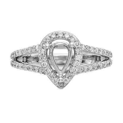 0.75ct. CZ Solid Real 14K White Gold Pear Pear Halo Engagement Ring