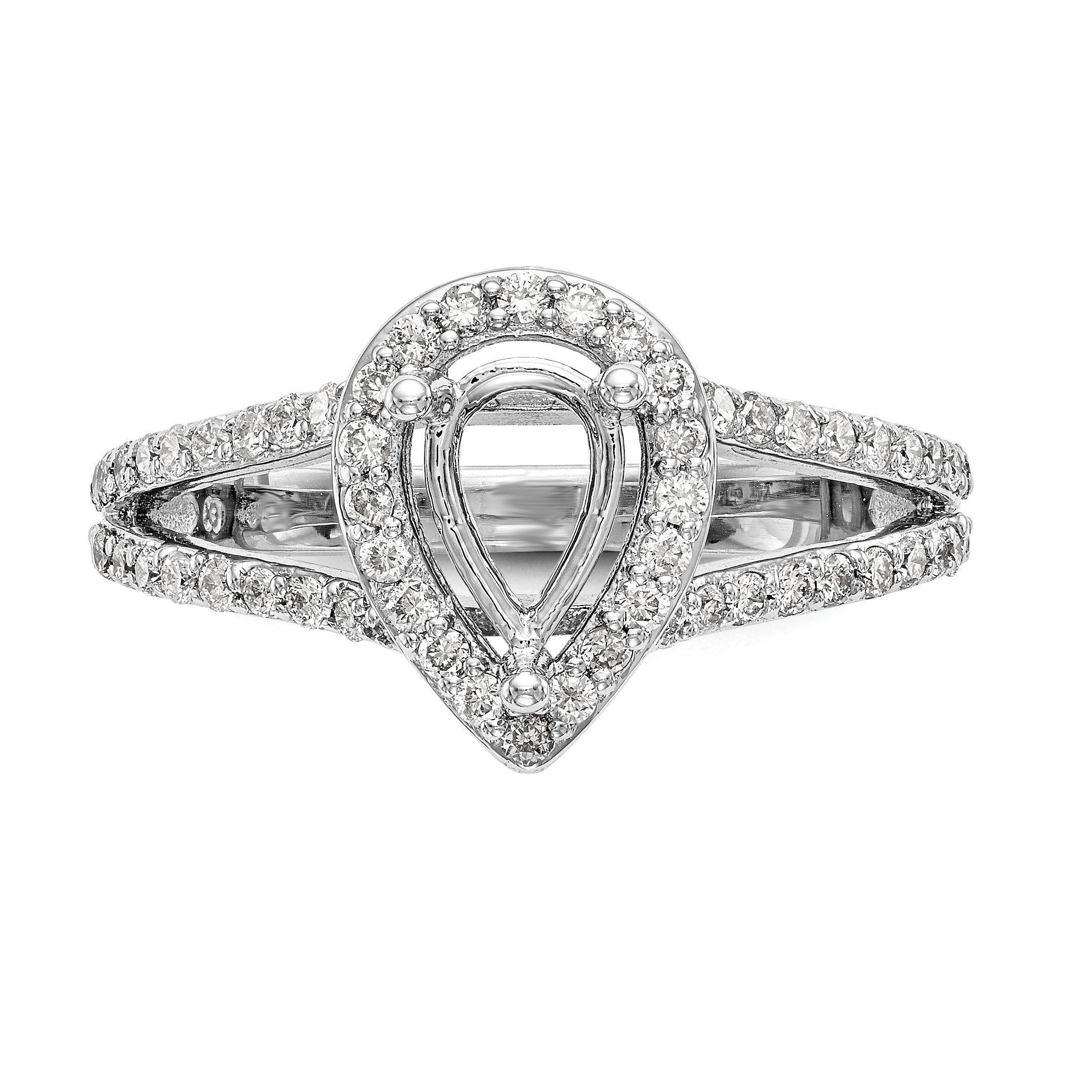 1.00ct. CZ Solid Real 14K White Gold Pear Pear Halo Engagement Ring