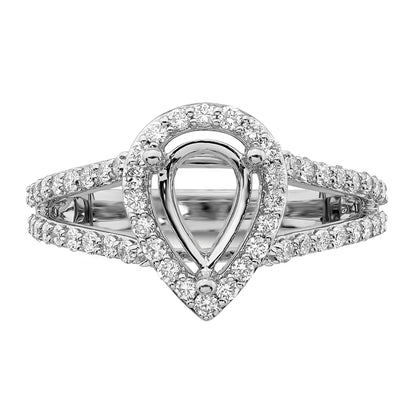 1.50ct. CZ Solid Real 14K White Gold Pear Pear Halo Engagement Ring