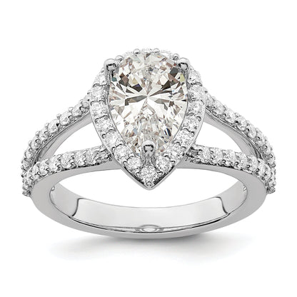 1.50ct. CZ Solid Real 14K White Gold Pear Pear Halo Engagement Ring