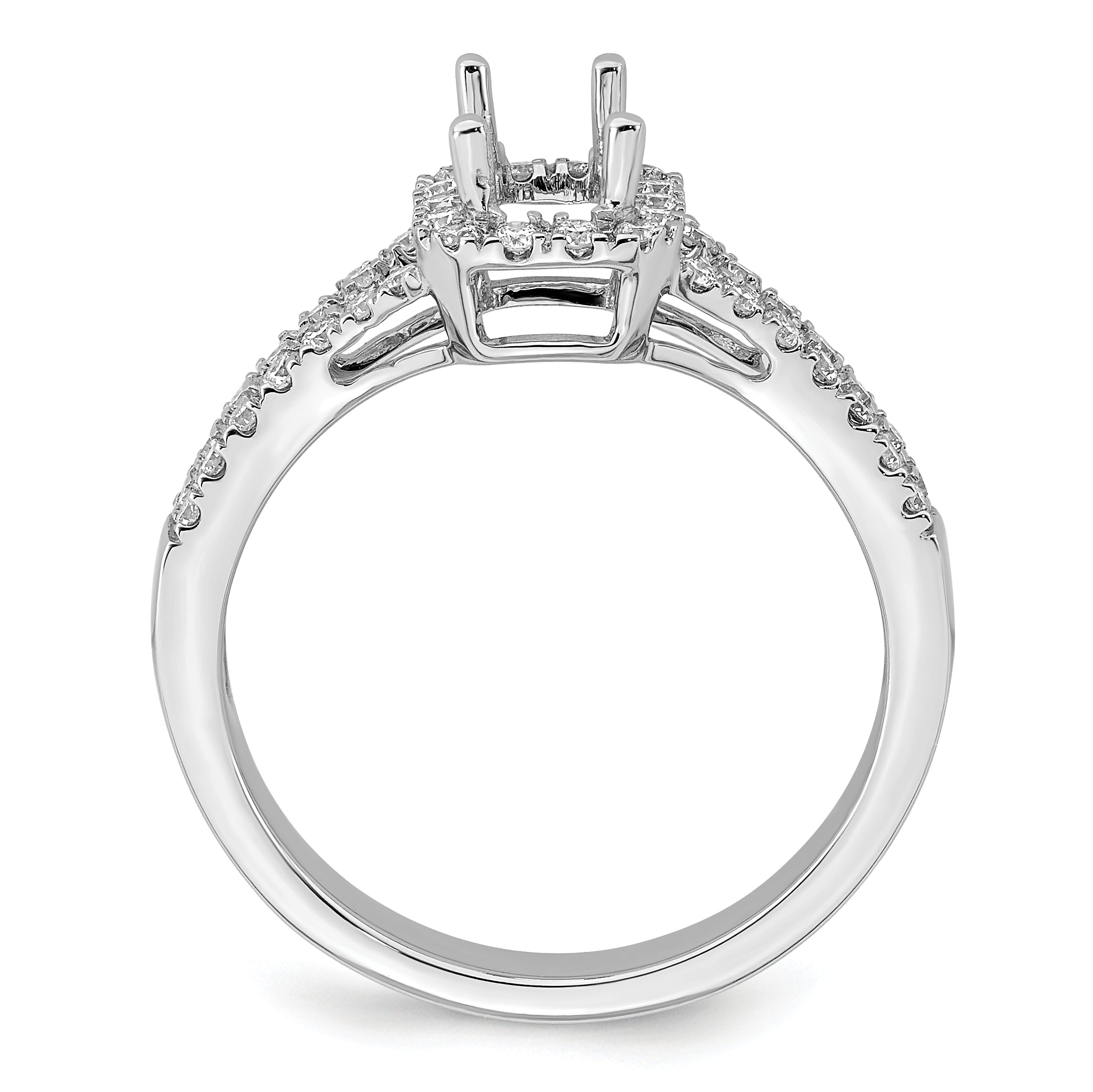 0.50ct. CZ Solid Real 14K White Gold Emerald Halo Engagement Ring