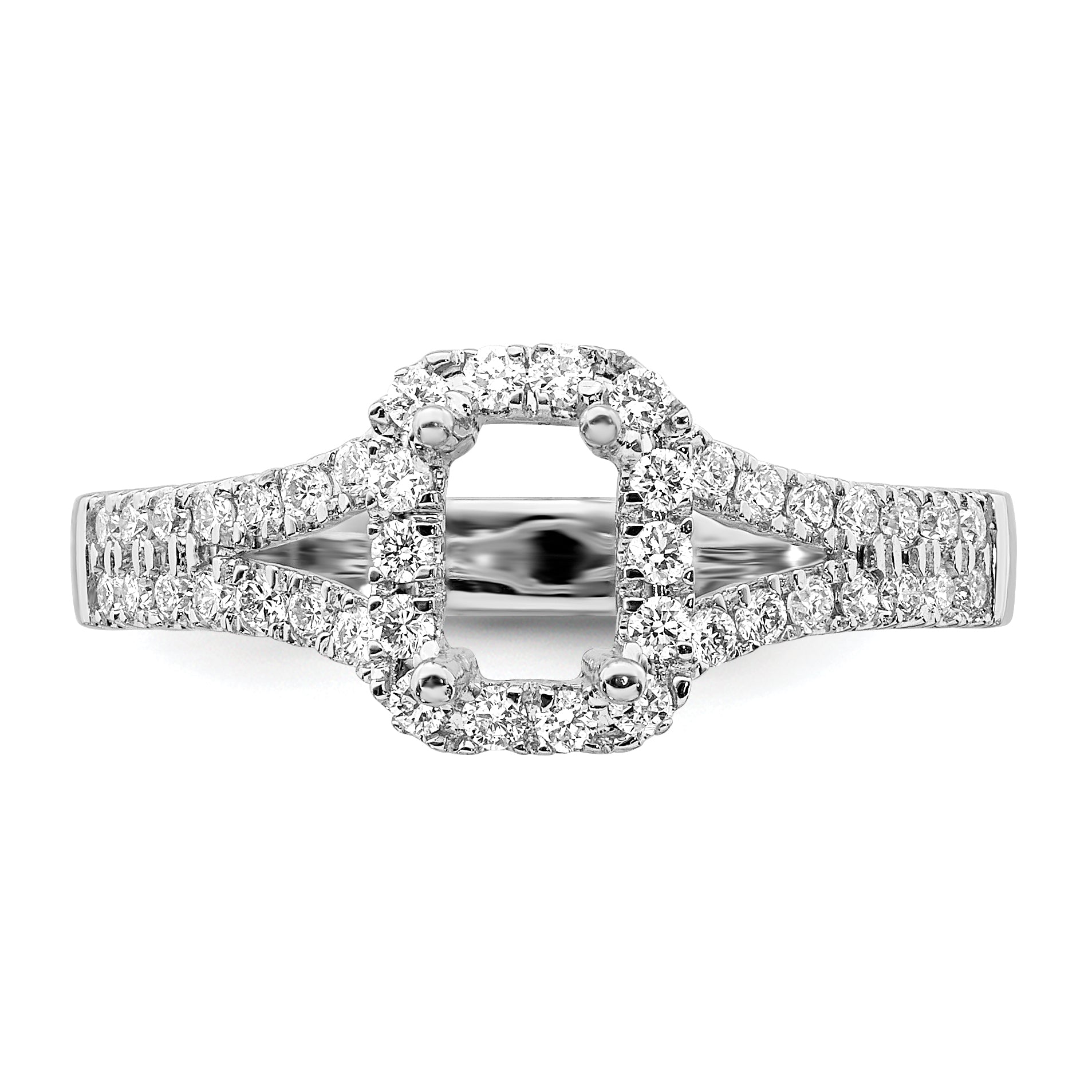 0.50ct. CZ Solid Real 14K White Gold Emerald Halo Engagement Ring