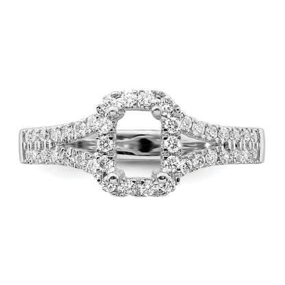 0.50ct. CZ Solid Real 14K White Gold Emerald Halo Engagement Ring