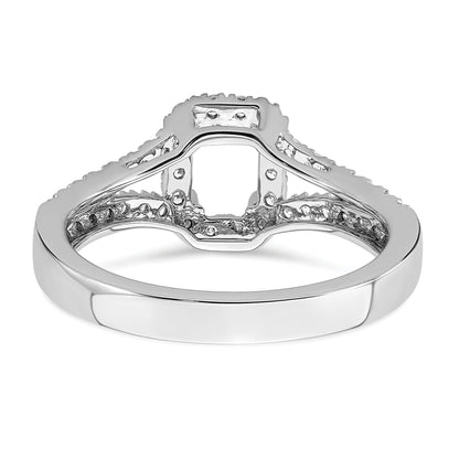 0.50ct. CZ Solid Real 14K White Gold Emerald Halo Engagement Ring