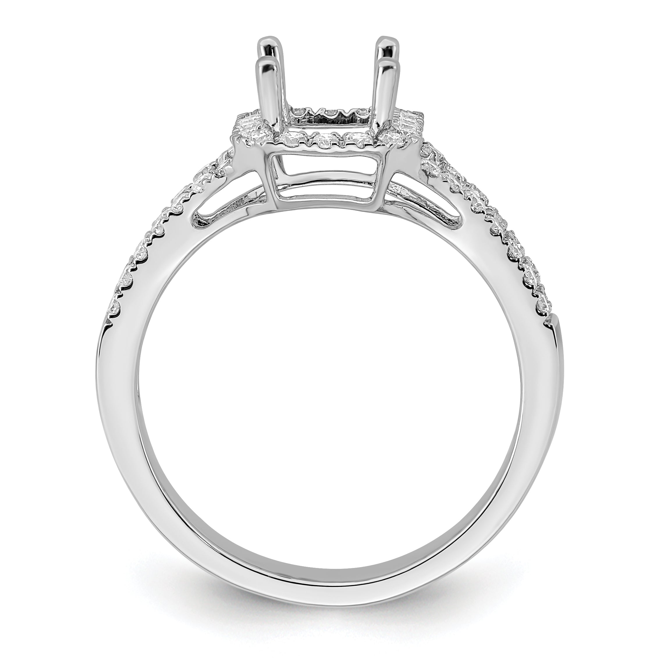 1.50ct. CZ Solid Real 14K White Gold Emerald Halo Engagement Ring