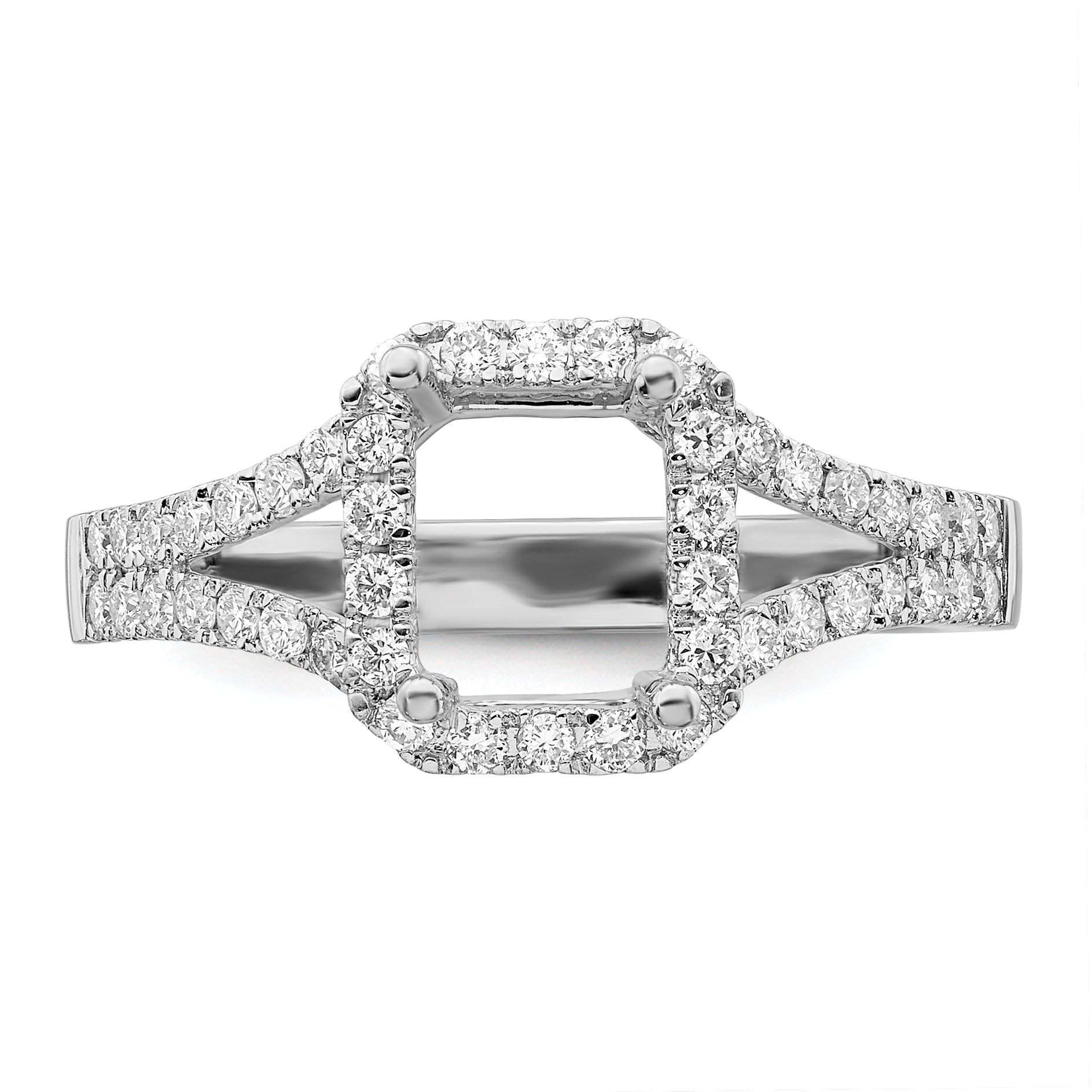 1.50ct. CZ Solid Real 14K White Gold Emerald Halo Engagement Ring