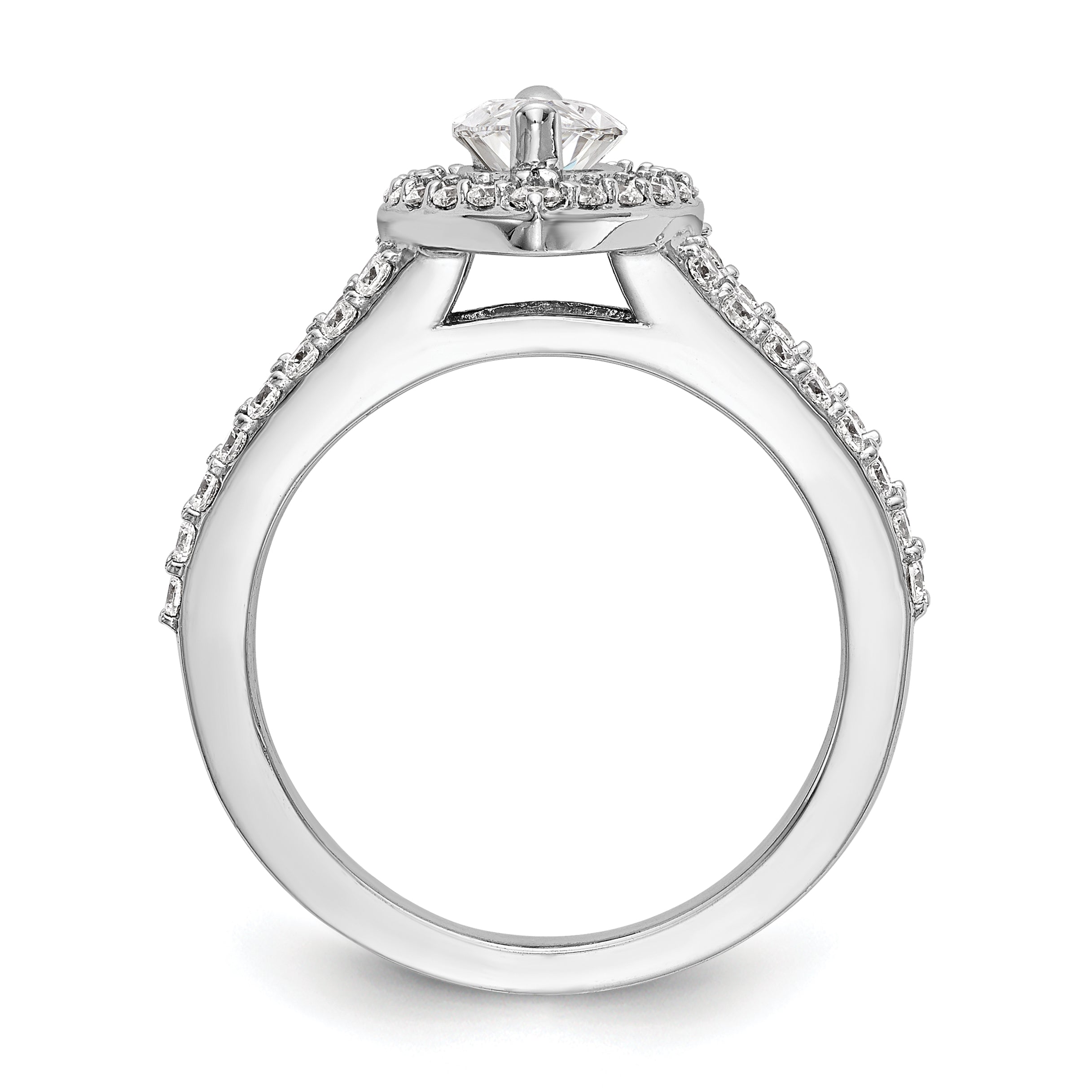 0.25ct. CZ Solid Real 14K White Gold Marquise Halo Engagement Ring