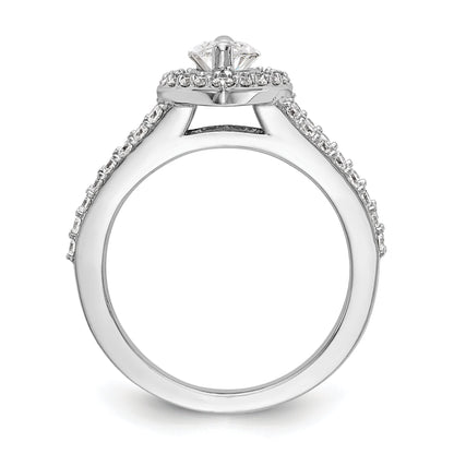 0.25ct. CZ Solid Real 14K White Gold Marquise Halo Engagement Ring
