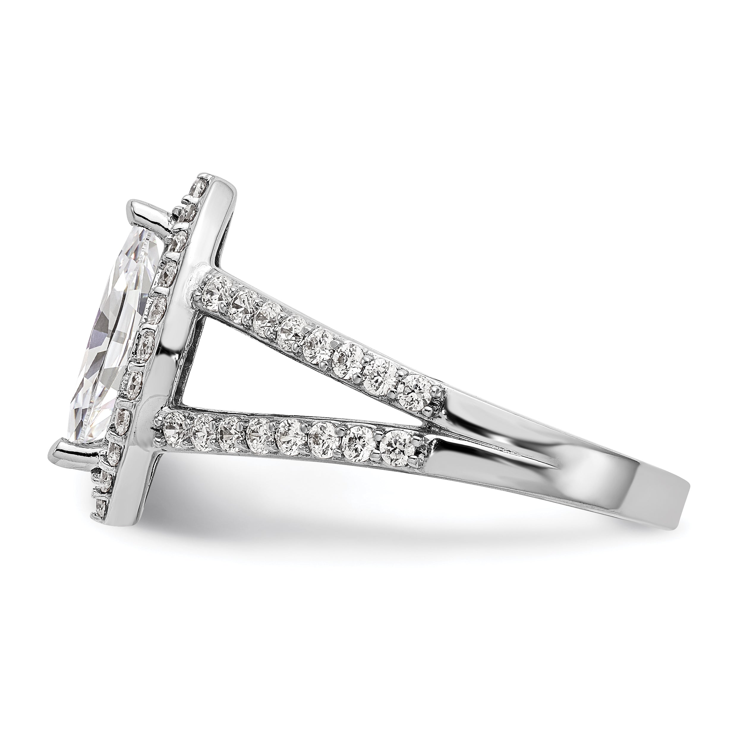 0.25ct. CZ Solid Real 14K White Gold Marquise Halo Engagement Ring