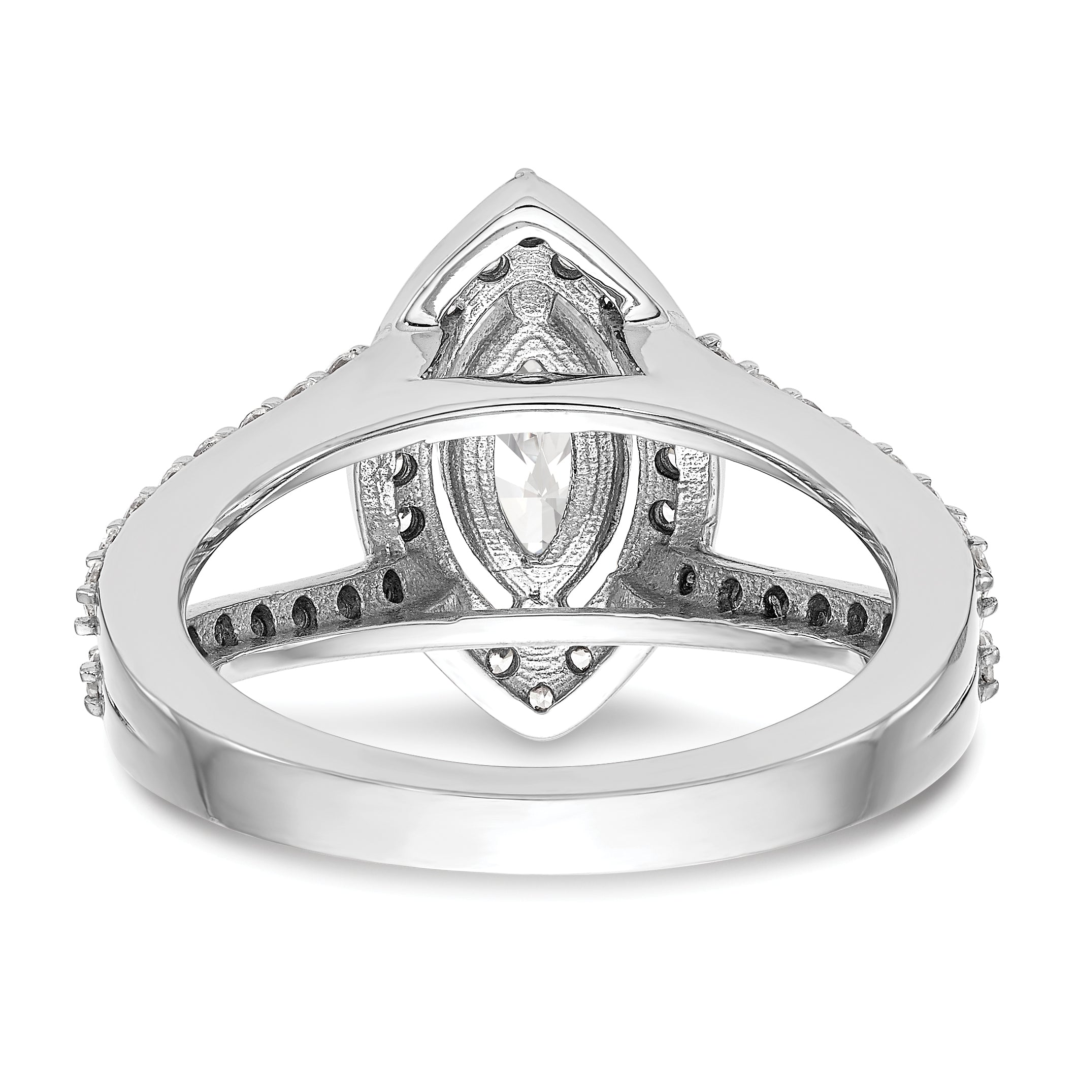 0.25ct. CZ Solid Real 14K White Gold Marquise Halo Engagement Ring