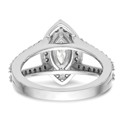 0.25ct. CZ Solid Real 14K White Gold Marquise Halo Engagement Ring