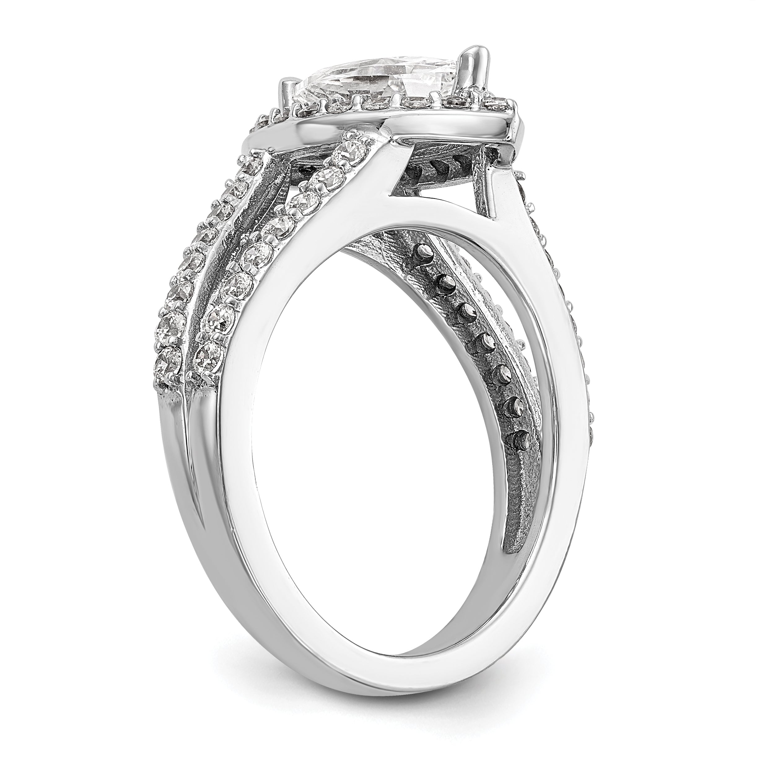 0.25ct. CZ Solid Real 14K White Gold Marquise Halo Engagement Ring