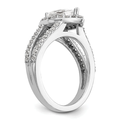 0.25ct. CZ Solid Real 14K White Gold Marquise Halo Engagement Ring